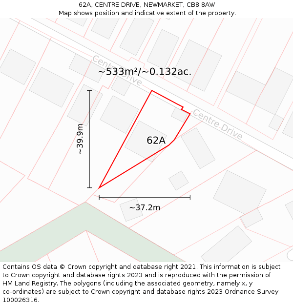 62A, CENTRE DRIVE, NEWMARKET, CB8 8AW: Plot and title map