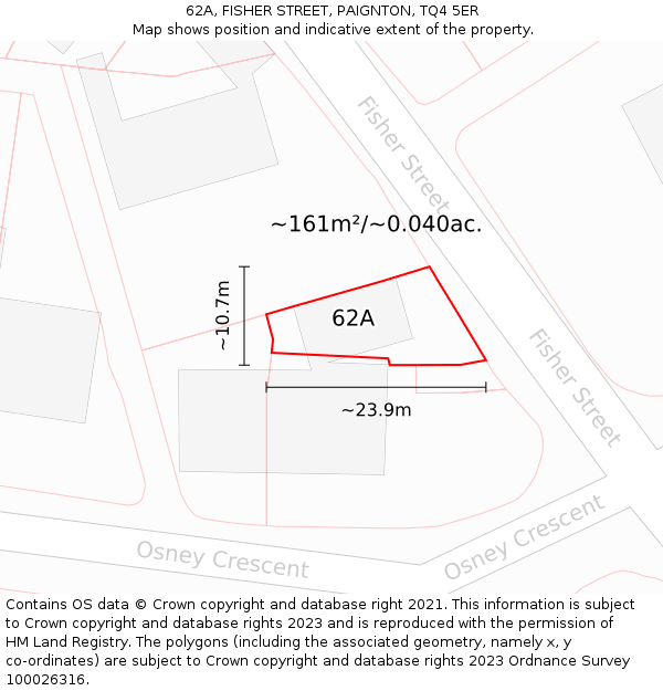 62A, FISHER STREET, PAIGNTON, TQ4 5ER: Plot and title map