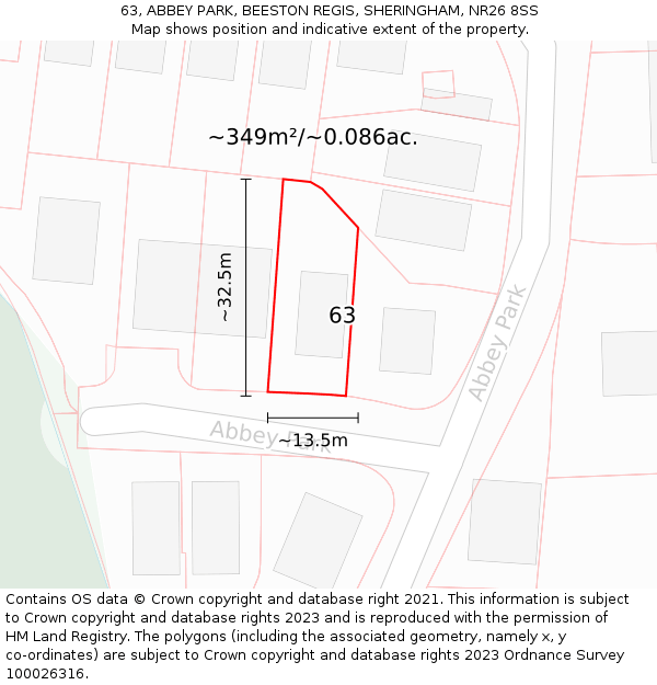 63, ABBEY PARK, BEESTON REGIS, SHERINGHAM, NR26 8SS: Plot and title map