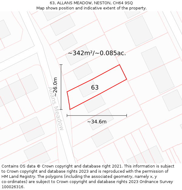 63, ALLANS MEADOW, NESTON, CH64 9SQ: Plot and title map