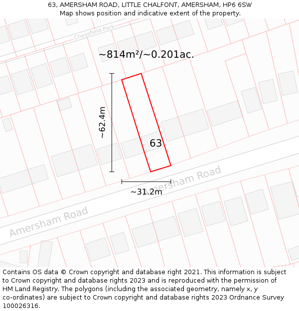 63, AMERSHAM ROAD, LITTLE CHALFONT, AMERSHAM, HP6 6SW: Plot and title map