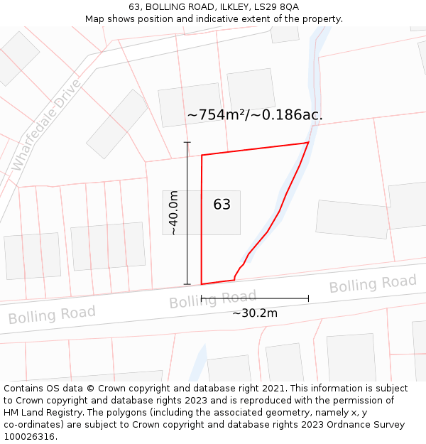 63, BOLLING ROAD, ILKLEY, LS29 8QA: Plot and title map