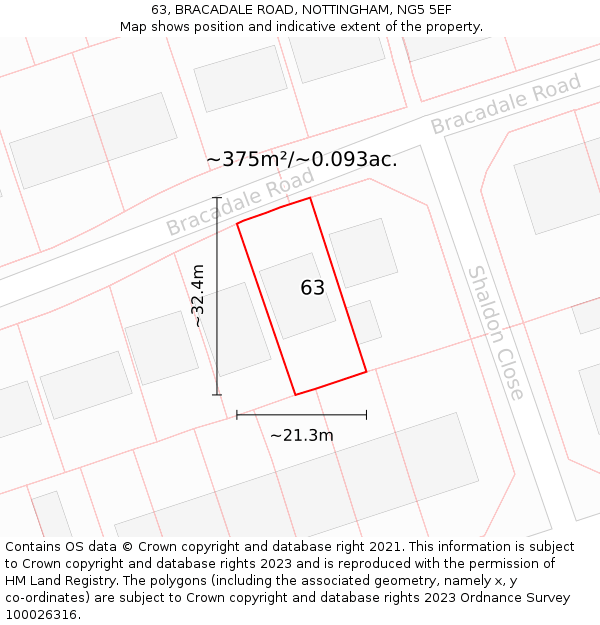 63, BRACADALE ROAD, NOTTINGHAM, NG5 5EF: Plot and title map