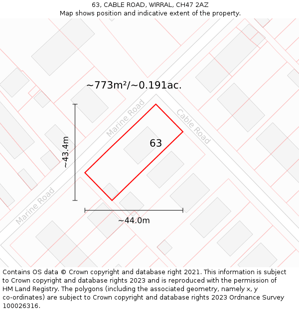 63, CABLE ROAD, WIRRAL, CH47 2AZ: Plot and title map