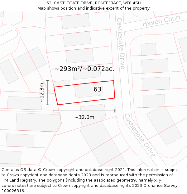 63, CASTLEGATE DRIVE, PONTEFRACT, WF8 4SH: Plot and title map