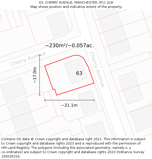 63, CHERRY AVENUE, MANCHESTER, M11 2LW: Plot and title map