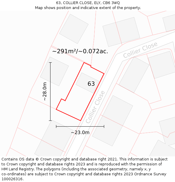 63, COLLIER CLOSE, ELY, CB6 3WQ: Plot and title map