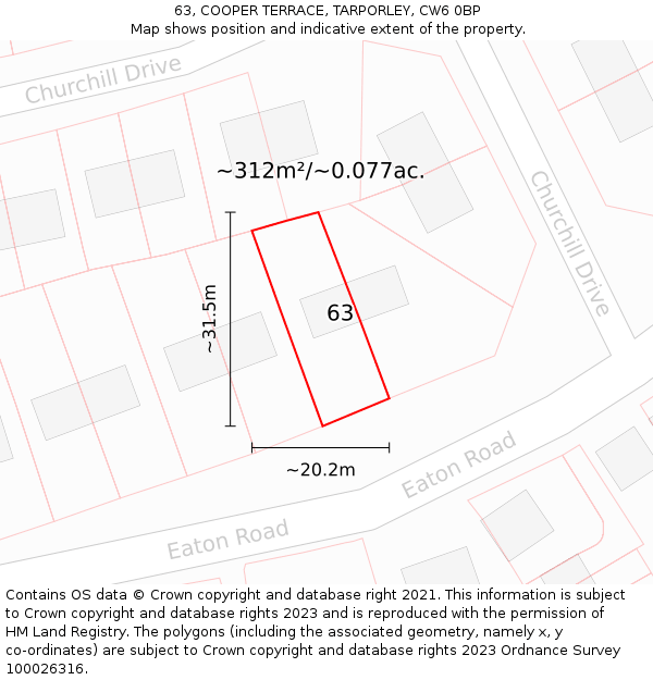 63, COOPER TERRACE, TARPORLEY, CW6 0BP: Plot and title map