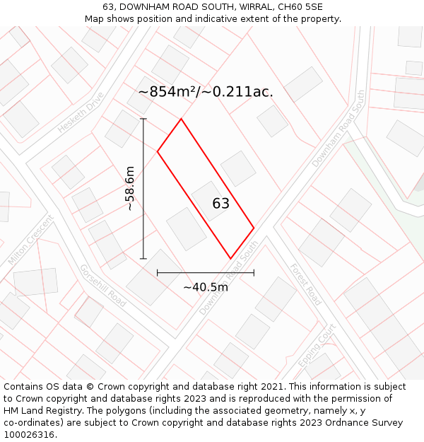 63, DOWNHAM ROAD SOUTH, WIRRAL, CH60 5SE: Plot and title map