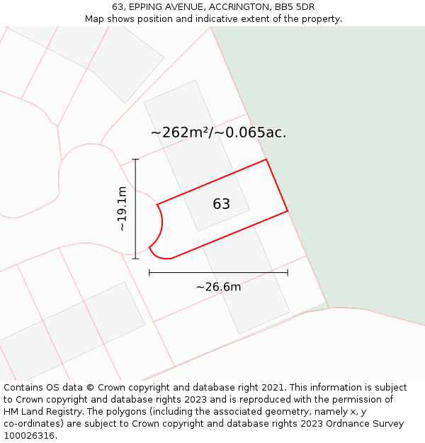 63, EPPING AVENUE, ACCRINGTON, BB5 5DR: Plot and title map