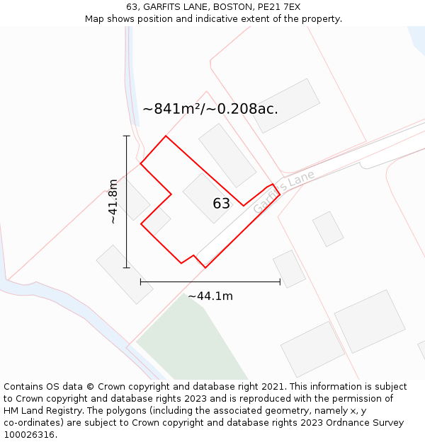 63, GARFITS LANE, BOSTON, PE21 7EX: Plot and title map