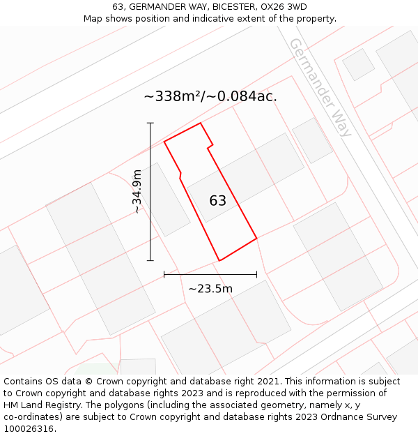 63, GERMANDER WAY, BICESTER, OX26 3WD: Plot and title map