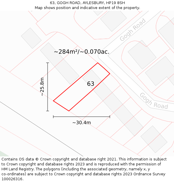 63, GOGH ROAD, AYLESBURY, HP19 8SH: Plot and title map