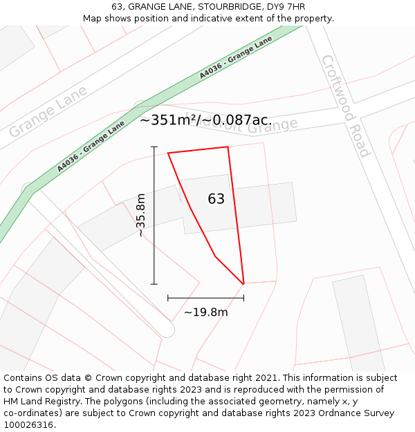 63, GRANGE LANE, STOURBRIDGE, DY9 7HR: Plot and title map