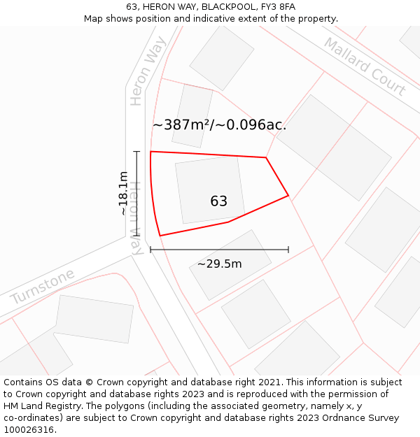 63, HERON WAY, BLACKPOOL, FY3 8FA: Plot and title map