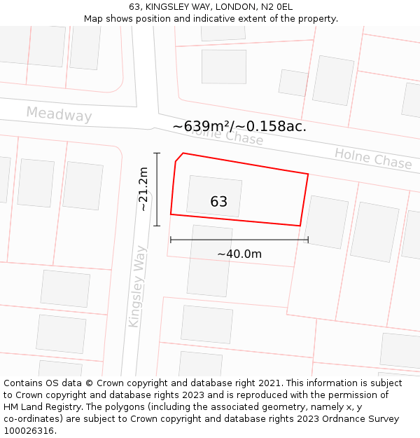 63, KINGSLEY WAY, LONDON, N2 0EL: Plot and title map