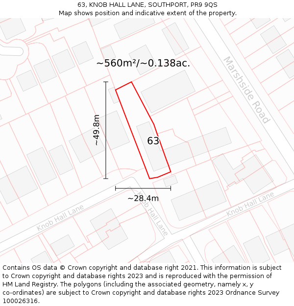 63, KNOB HALL LANE, SOUTHPORT, PR9 9QS: Plot and title map