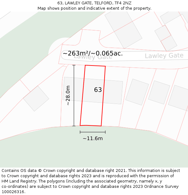 63, LAWLEY GATE, TELFORD, TF4 2NZ: Plot and title map