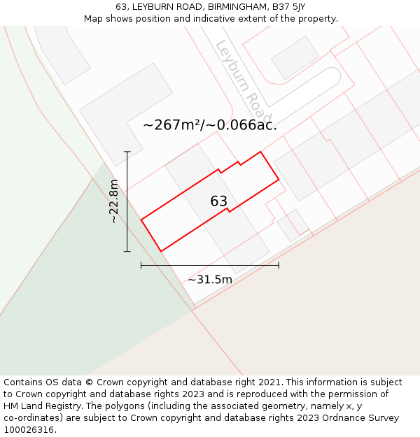 63, LEYBURN ROAD, BIRMINGHAM, B37 5JY: Plot and title map