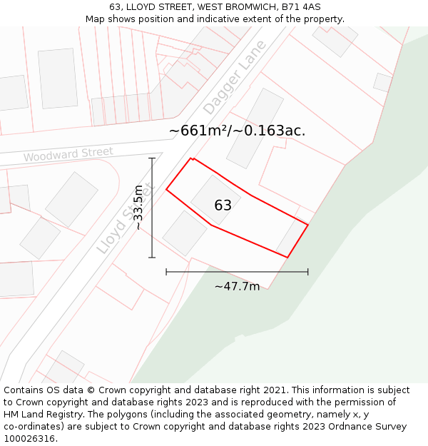 63, LLOYD STREET, WEST BROMWICH, B71 4AS: Plot and title map