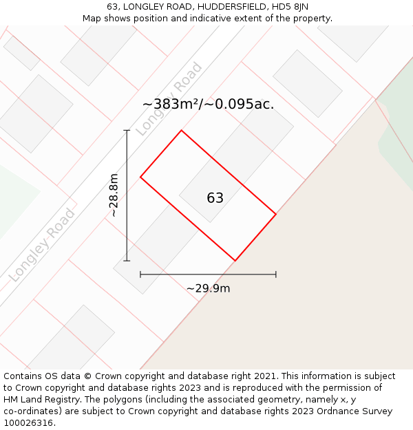 63, LONGLEY ROAD, HUDDERSFIELD, HD5 8JN: Plot and title map