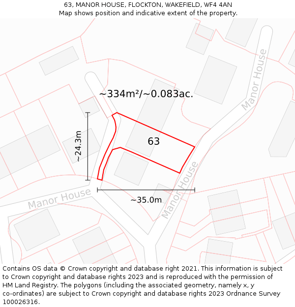 63, MANOR HOUSE, FLOCKTON, WAKEFIELD, WF4 4AN: Plot and title map