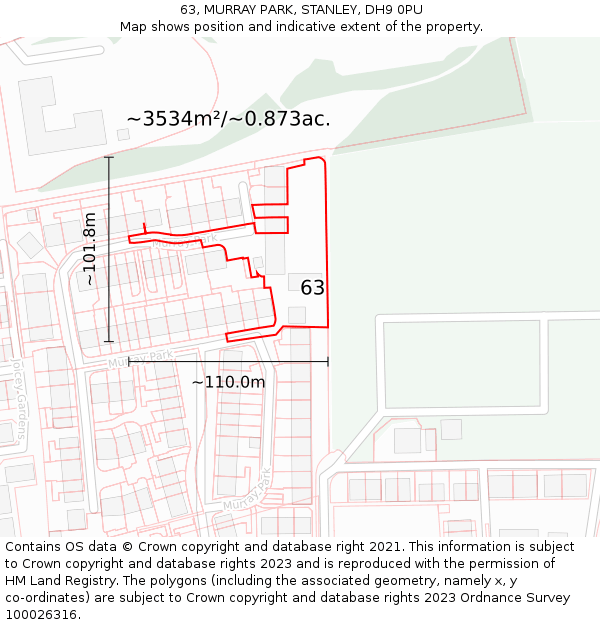 63, MURRAY PARK, STANLEY, DH9 0PU: Plot and title map