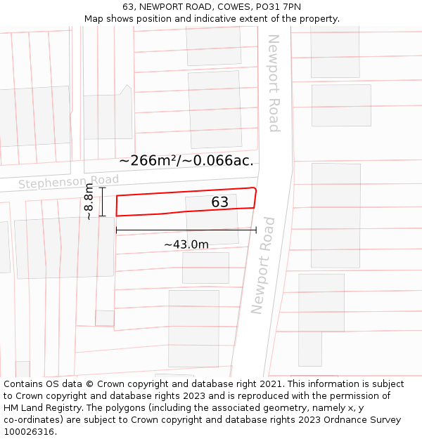 63, NEWPORT ROAD, COWES, PO31 7PN: Plot and title map