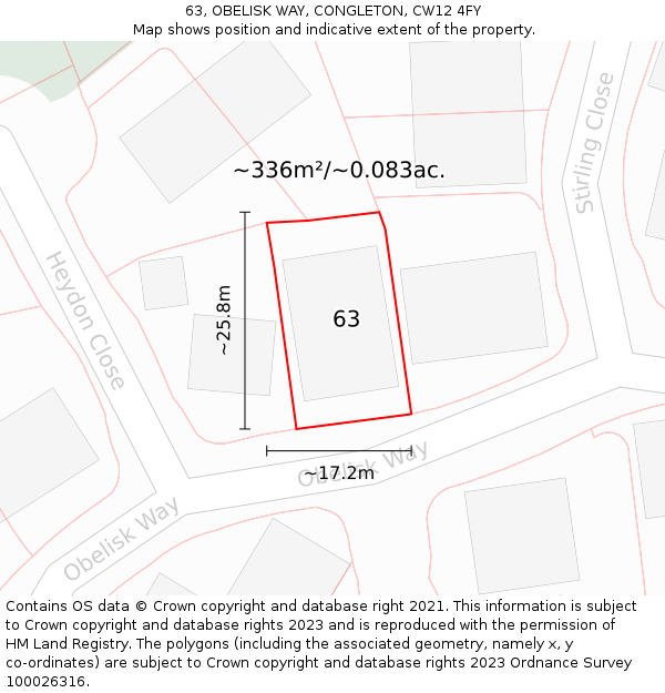 63, OBELISK WAY, CONGLETON, CW12 4FY: Plot and title map