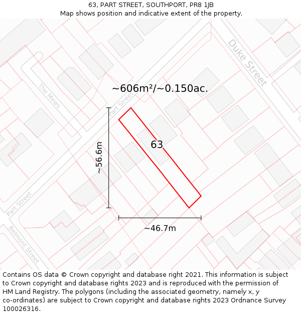 63, PART STREET, SOUTHPORT, PR8 1JB: Plot and title map