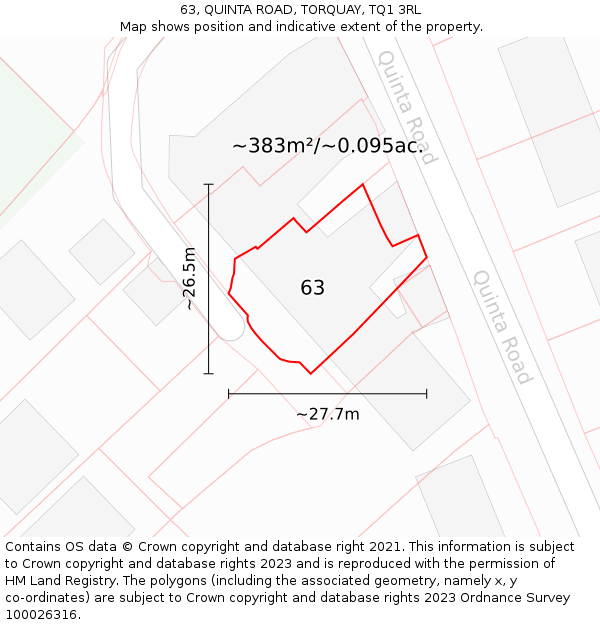 63, QUINTA ROAD, TORQUAY, TQ1 3RL: Plot and title map