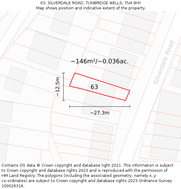 63, SILVERDALE ROAD, TUNBRIDGE WELLS, TN4 9HY: Plot and title map