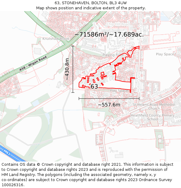 63, STONEHAVEN, BOLTON, BL3 4UW: Plot and title map