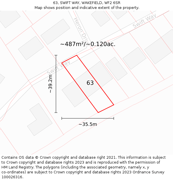 63, SWIFT WAY, WAKEFIELD, WF2 6SR: Plot and title map