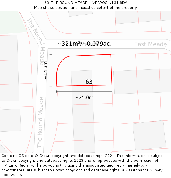 63, THE ROUND MEADE, LIVERPOOL, L31 8DY: Plot and title map