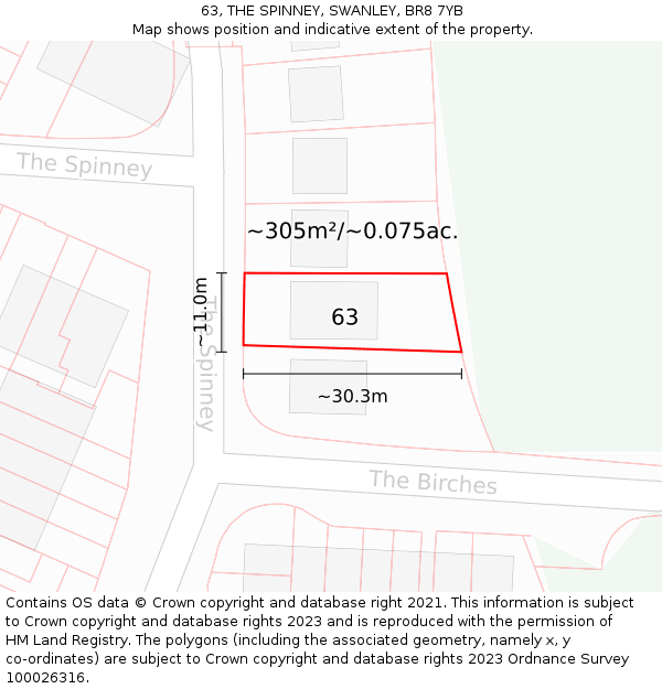 63, THE SPINNEY, SWANLEY, BR8 7YB: Plot and title map