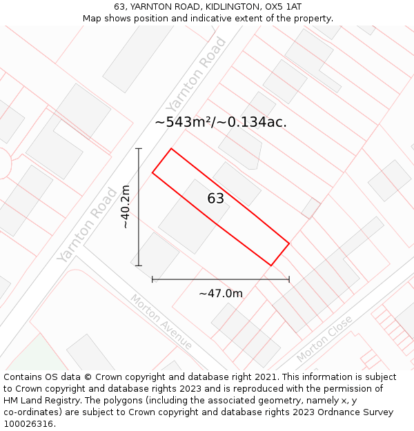 63, YARNTON ROAD, KIDLINGTON, OX5 1AT: Plot and title map