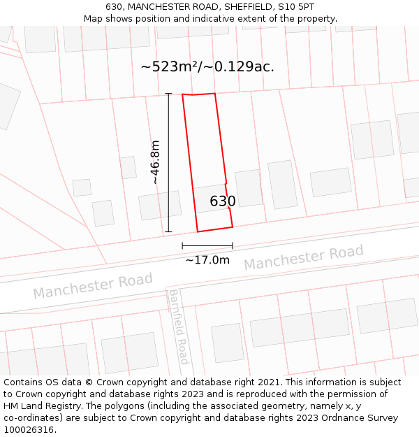 630, MANCHESTER ROAD, SHEFFIELD, S10 5PT: Plot and title map