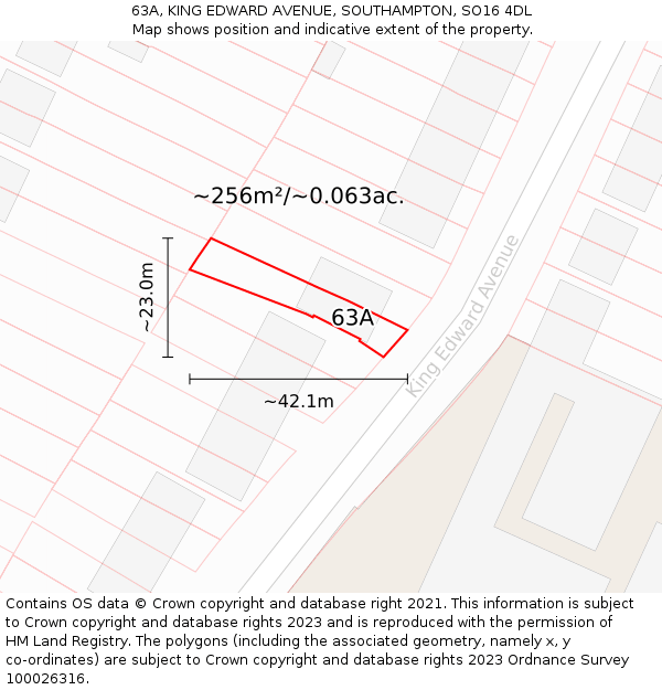 63A, KING EDWARD AVENUE, SOUTHAMPTON, SO16 4DL: Plot and title map