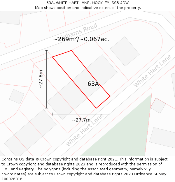 63A, WHITE HART LANE, HOCKLEY, SS5 4DW: Plot and title map