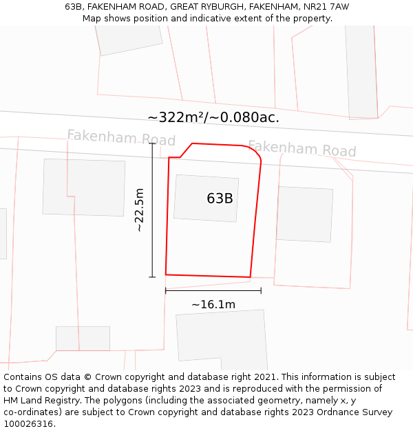 63B, FAKENHAM ROAD, GREAT RYBURGH, FAKENHAM, NR21 7AW: Plot and title map