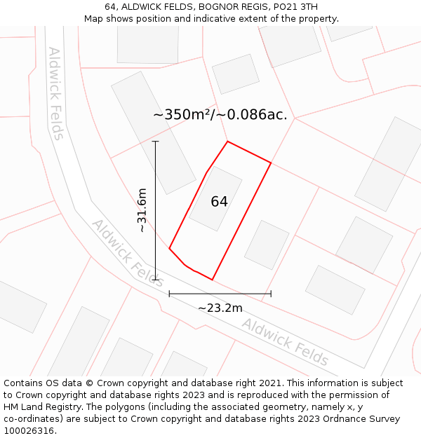 64, ALDWICK FELDS, BOGNOR REGIS, PO21 3TH: Plot and title map