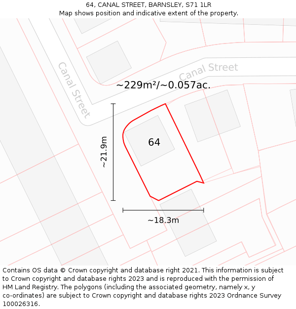 64, CANAL STREET, BARNSLEY, S71 1LR: Plot and title map