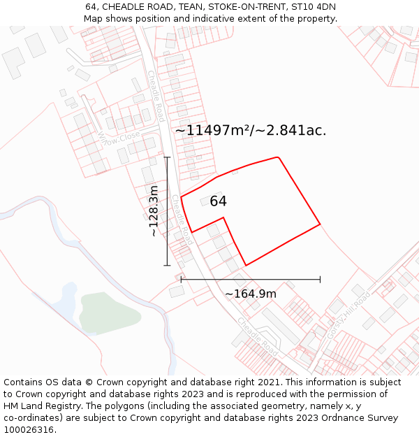 64, CHEADLE ROAD, TEAN, STOKE-ON-TRENT, ST10 4DN: Plot and title map