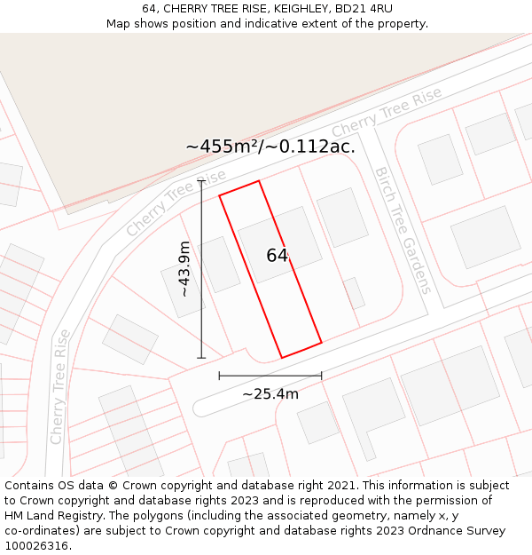 64, CHERRY TREE RISE, KEIGHLEY, BD21 4RU: Plot and title map