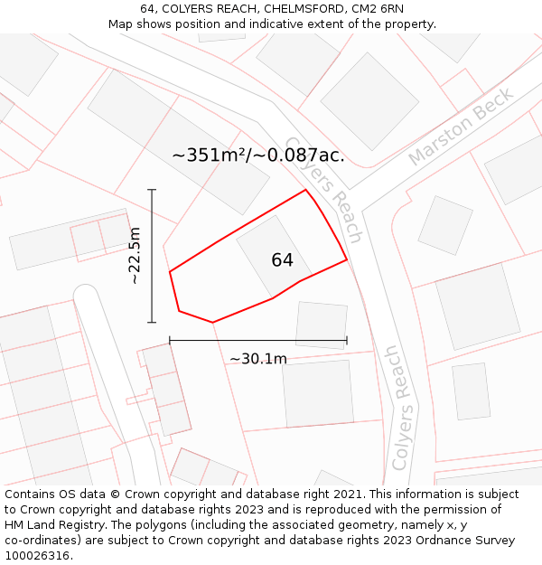 64, COLYERS REACH, CHELMSFORD, CM2 6RN: Plot and title map