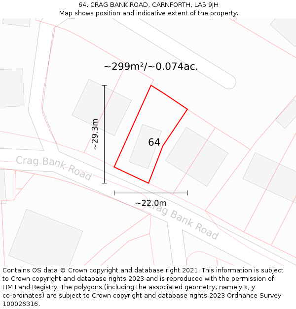 64, CRAG BANK ROAD, CARNFORTH, LA5 9JH: Plot and title map