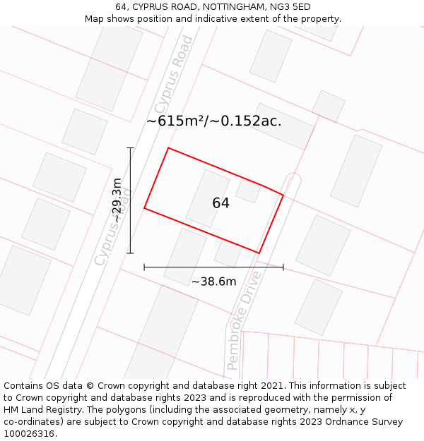 64, CYPRUS ROAD, NOTTINGHAM, NG3 5ED: Plot and title map