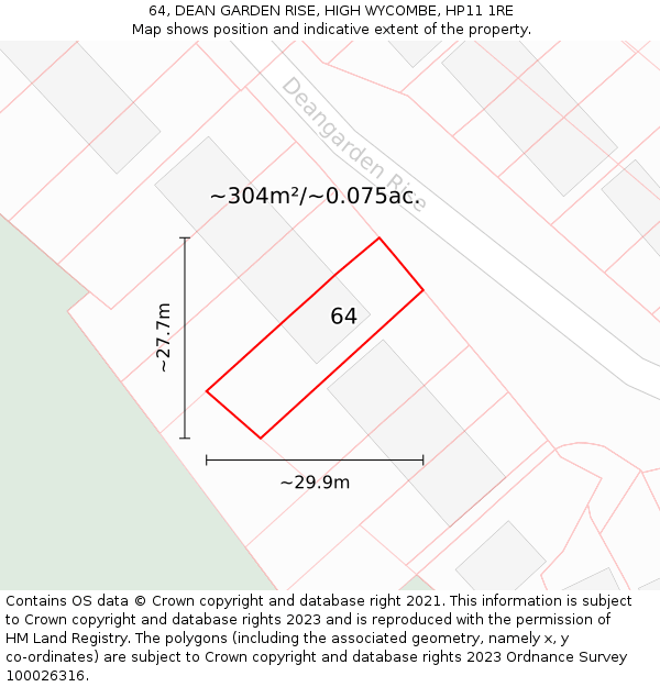 64, DEAN GARDEN RISE, HIGH WYCOMBE, HP11 1RE: Plot and title map