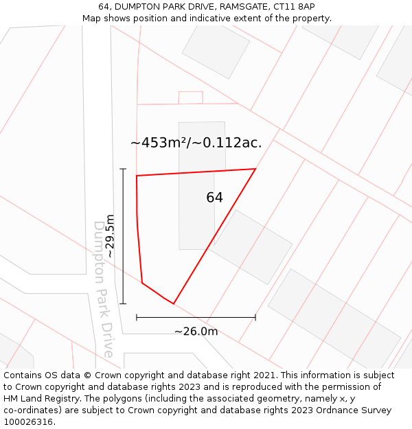 64, DUMPTON PARK DRIVE, RAMSGATE, CT11 8AP: Plot and title map